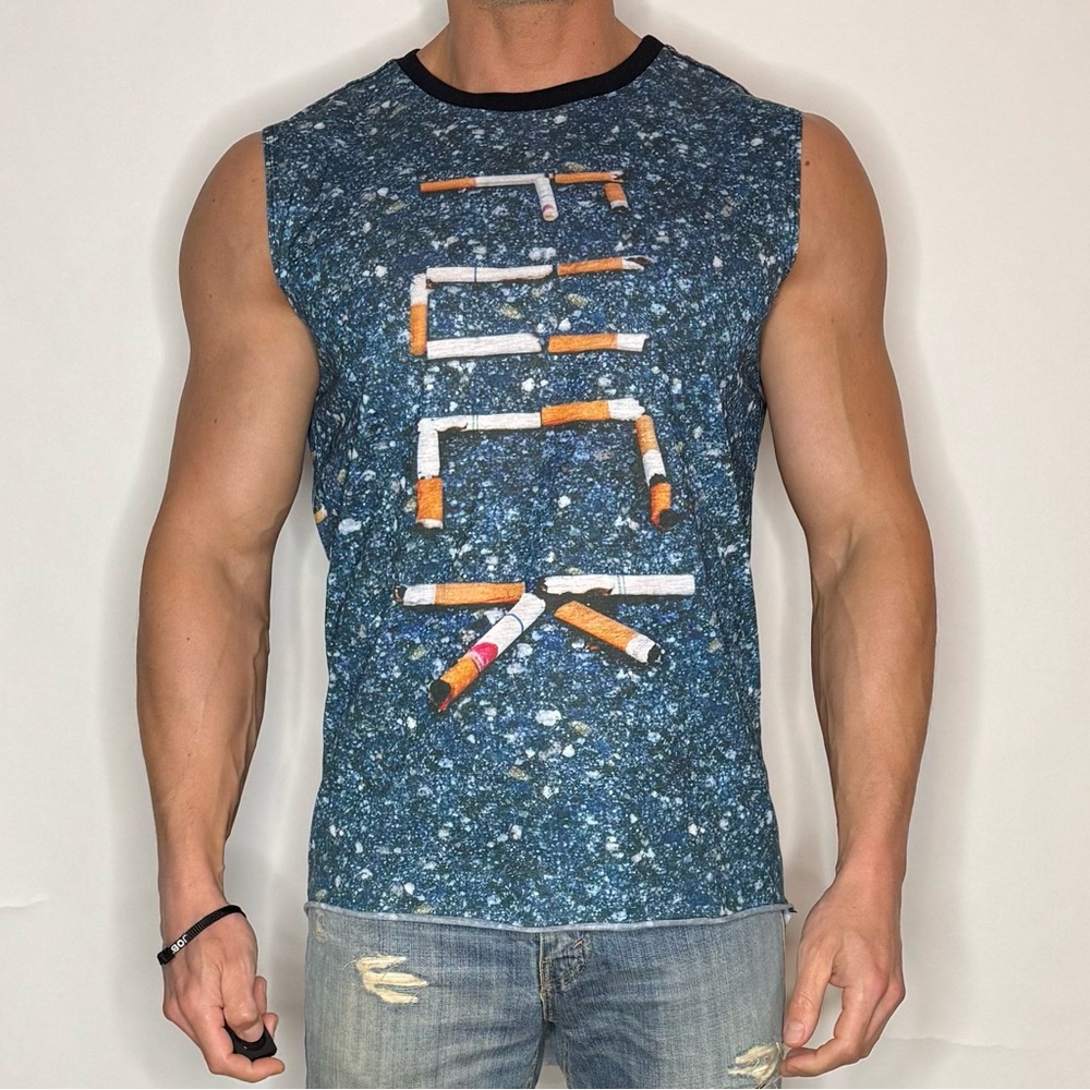 Blue Graphic Sleeveless Men's Shirt